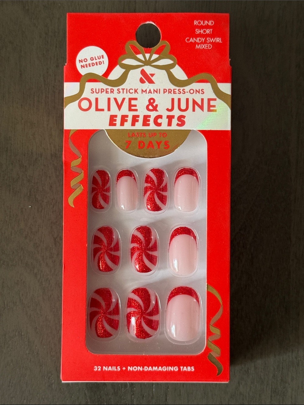 Olive and June Super Stick Mani Press On Nails in Candy Swirl Mixed